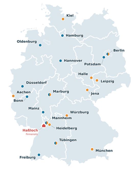 Studibedarf.de Partneruniversitäten und Fachschaftsshops in Deutschland – Standortkarte